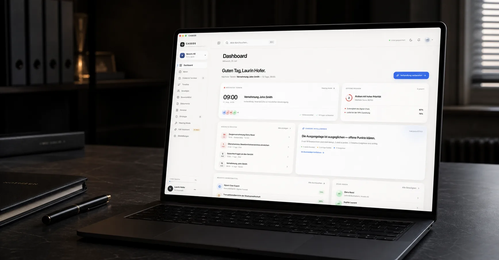 CASEOS auf einem Laptop